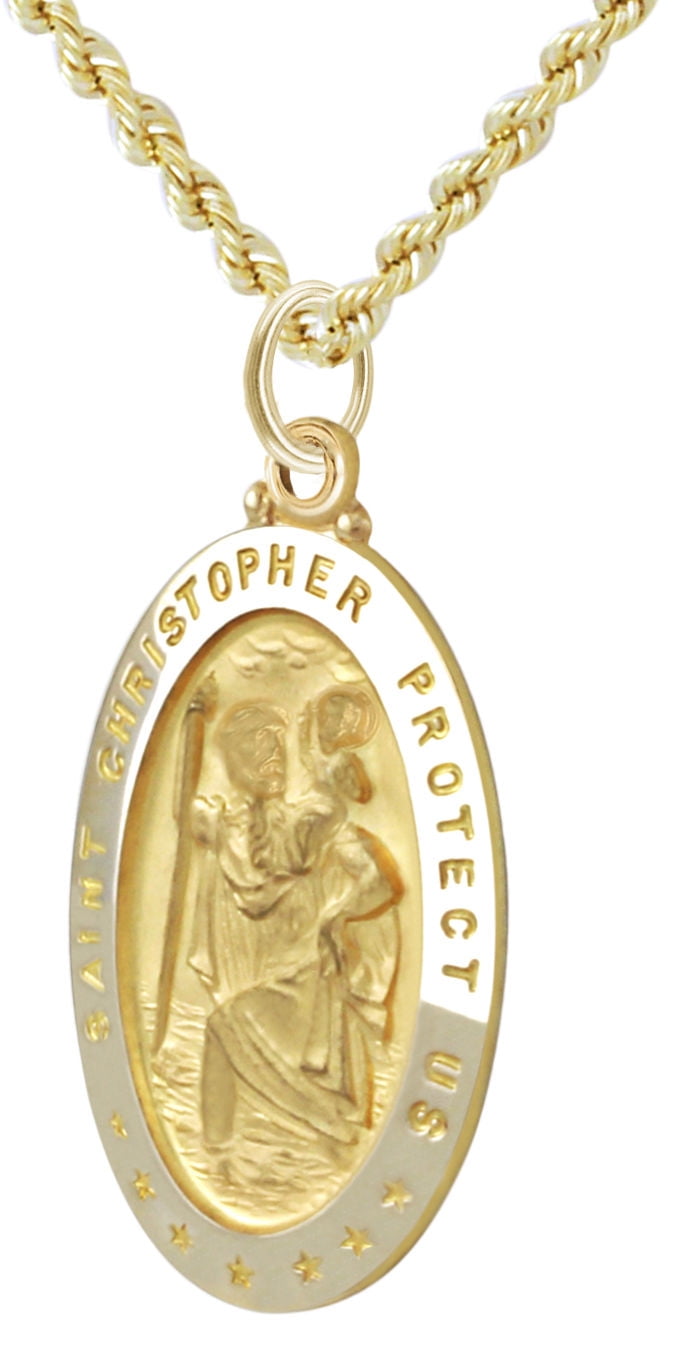 1 3/8in Solid 14k Yellow Gold St Saint 