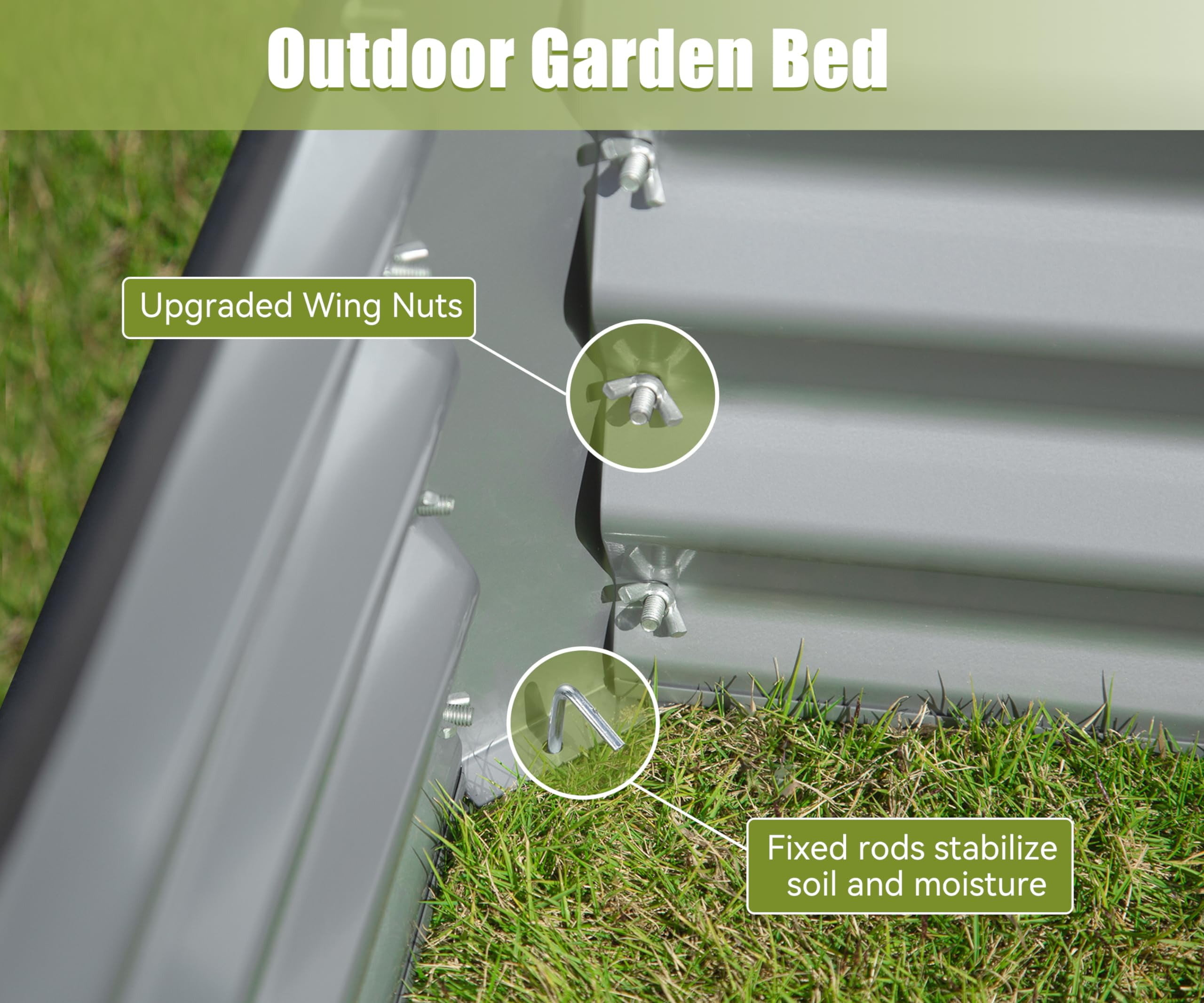 8x4x1 FT Galvanized Raised Garden Bed Outdoor Large Metal Planter Box Rustproof Steel with Support Rods Open Base for Vegetables Fruits Flowers Patio Yard Gardening Silver
