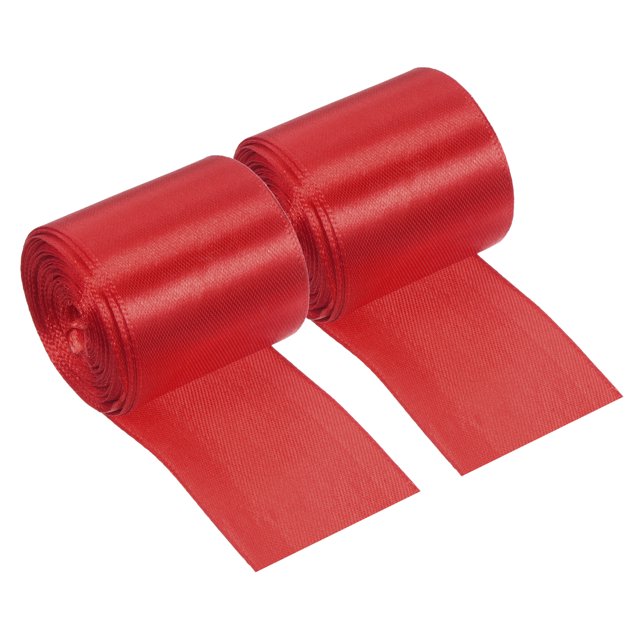 Unique Bargains 5cmx10m Finish Line Satin Ribbon Poly Tape Athletics Sprint Run Race, Red 2 Pack
