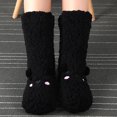 thumbnail image 2 of Warm Thick Knee High Socks for Women - Plush Fuzzy Sleeping Socks, Cozy Floor Slipper Socks with Soft Lining, Winter Home Lounge Boot Socks for Cold Weather Indoor Wear Black, 2 of 3