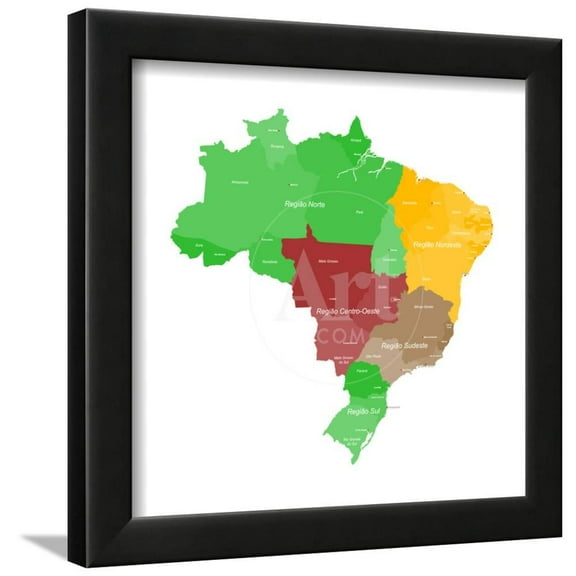 Map of Brazil, Framed Art Print Wall Art by malachy120 Sold by Art.Com
