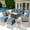 Diamond Blue, variant on Ovios 9 Pieces Outdoor Patio Furniture with Gas Propane Fire Pit Table All-Weather Rattan Wicker Conversation Set with Swivel Rocking Chair & Ottoman for Backyard