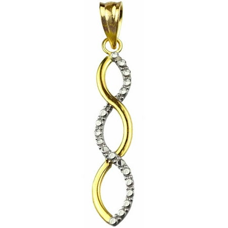 Handcrafted 10kt Yellow Gold Diamond-Cut Ribbon Swirl Charm Pendant