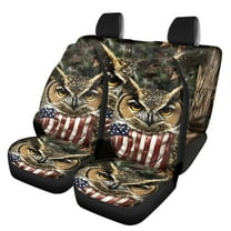 Pzuqiu Owl Flag Car Seat Cover Full Set Lightweight Vehicle Cushion Protectors Interior Accessories Easy to Install 4 Pack Universal Seat Covers for Cars All Season Fit for Sedan and Trucks