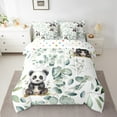 thumbnail image 2 of Cute Panda Twin Comforter Set 7 Pieces Green Eucalyptus Bedding Comforter Sets, Woodland Animal Bed in a Bag Botanical Leaves Bedding Set, Cartoon Wildlife Bear Bed Sheets Set, 2 of 6