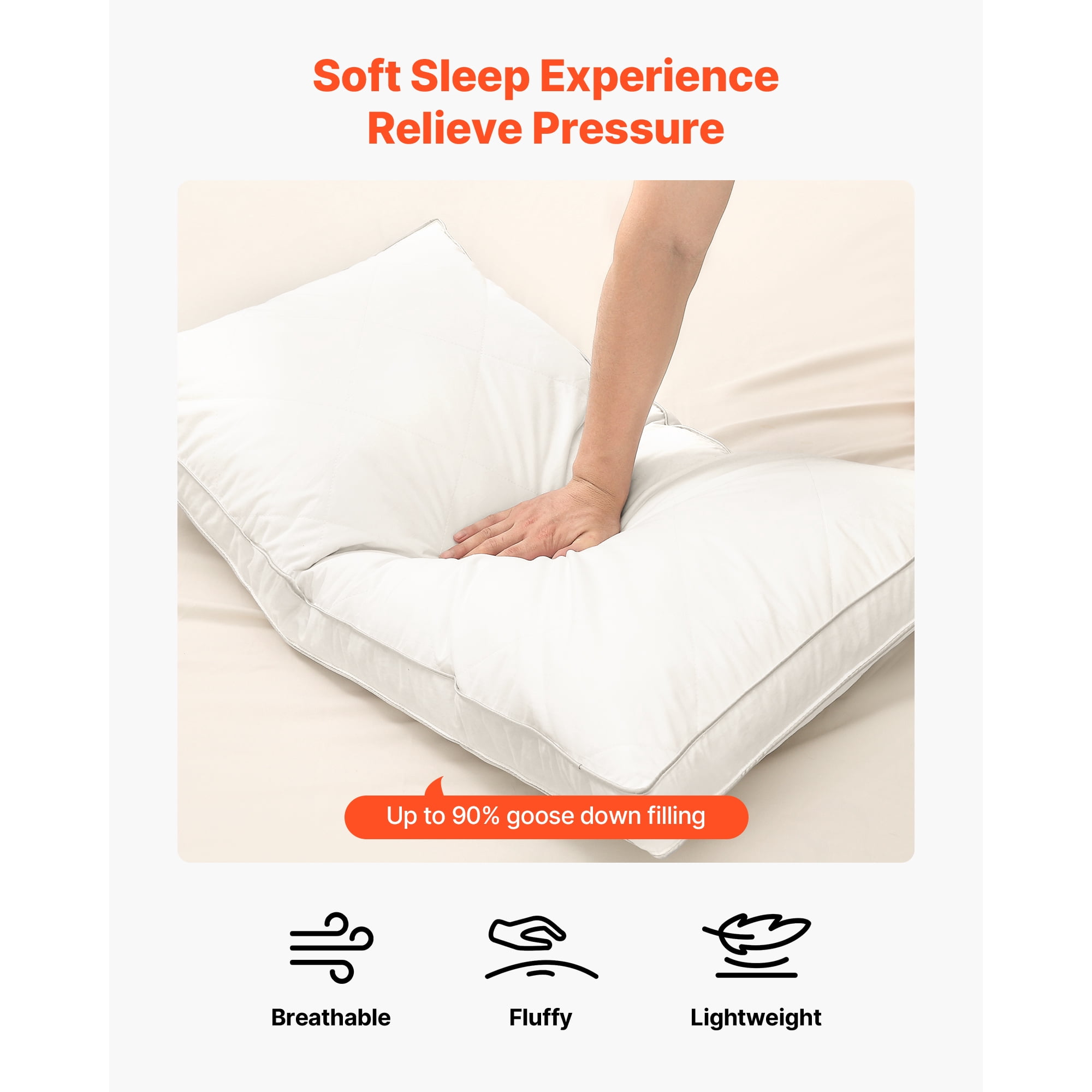KFFKFF Set of 2 King Size Bed Pillows with Premium Down Alternative Filling, Designed for Comfort and Support, Suitable for Back, Stomach, and Side Sleepers, Ideal for Home or Hotel Bedding, White