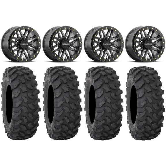 Raceline Ryno Bdlk 15" Gm Wheels 32" XTR370 Tires Can-Am Commander Maverick Renegade Outlander Defender