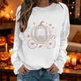 thumbnail image 2 of Arlun Halloween Funny Sweatshirt for Women Sequin Pumpkin Cart Graphic Printed Pullover Tops Long Sleeve Hoodless Shirt Casual Fall Fashion Sweatshirts for Everyday Wear White XL, 2 of 7