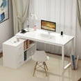 thumbnail image 5 of KULAGAGA L Shaped Computer Desk Corner Writing Workstation Table with Cabinet Drawer Storage for Home Office Study, White, 5 of 7