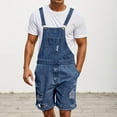 thumbnail image 2 of Mens Jeans Distressed Overalls Denim Daily Wear Bib Overalls Stretch Casual Loose Fit Outdoor Denim Pants, 2 of 8
