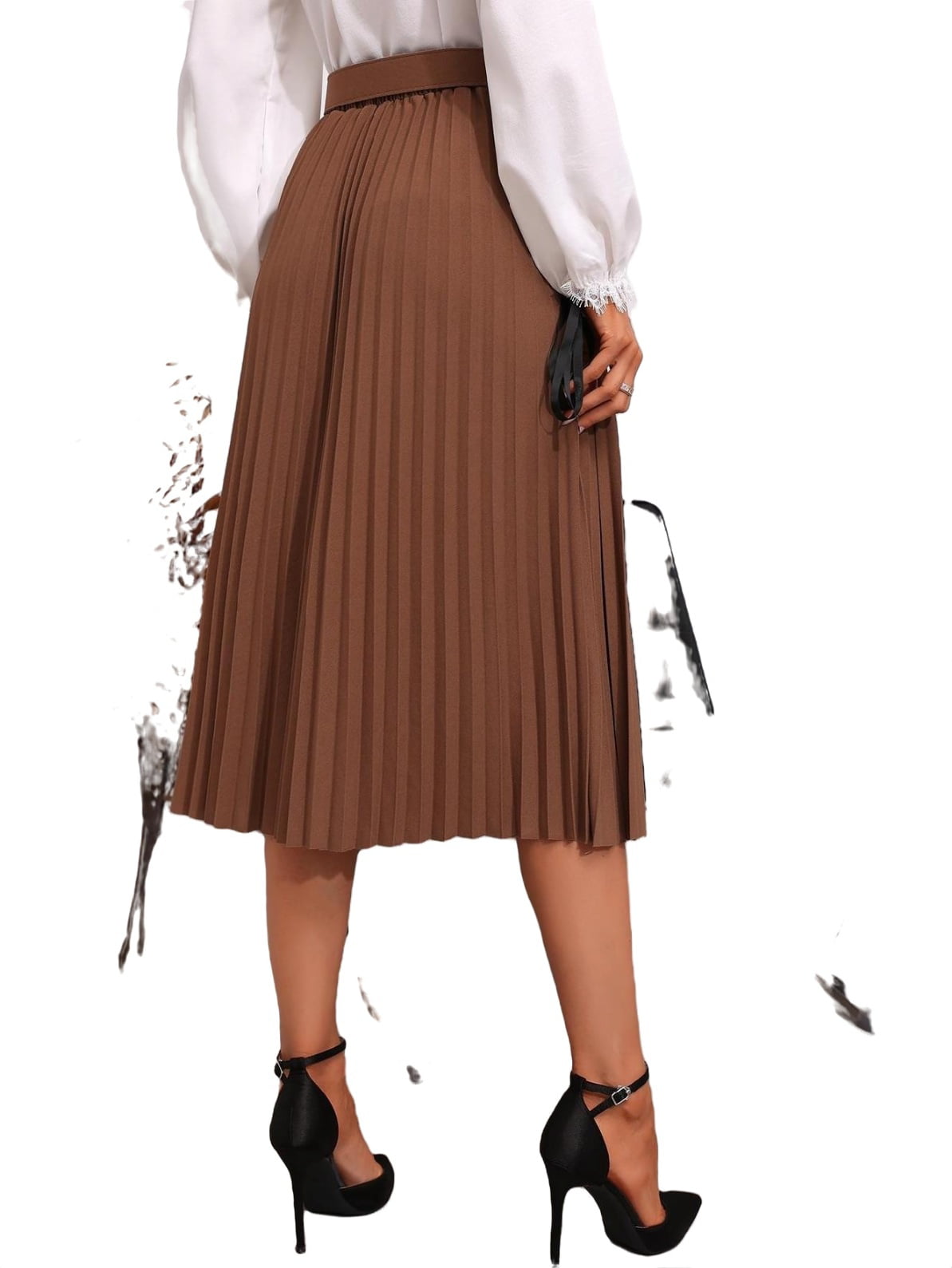  DRESSTELLS Pleated Midi Skirts for Women High Waisted
