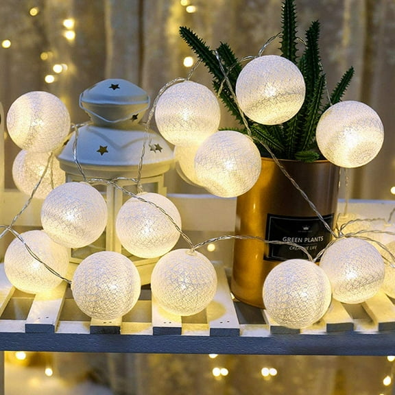 Cotton Ball LED Fairy Lights, 3M 20 Pcs LED String Lights Battery Powered Fairy Lights Topboutique  Starry Wall Lights for Wedding Party Home Christmas Decorations (Warm White)