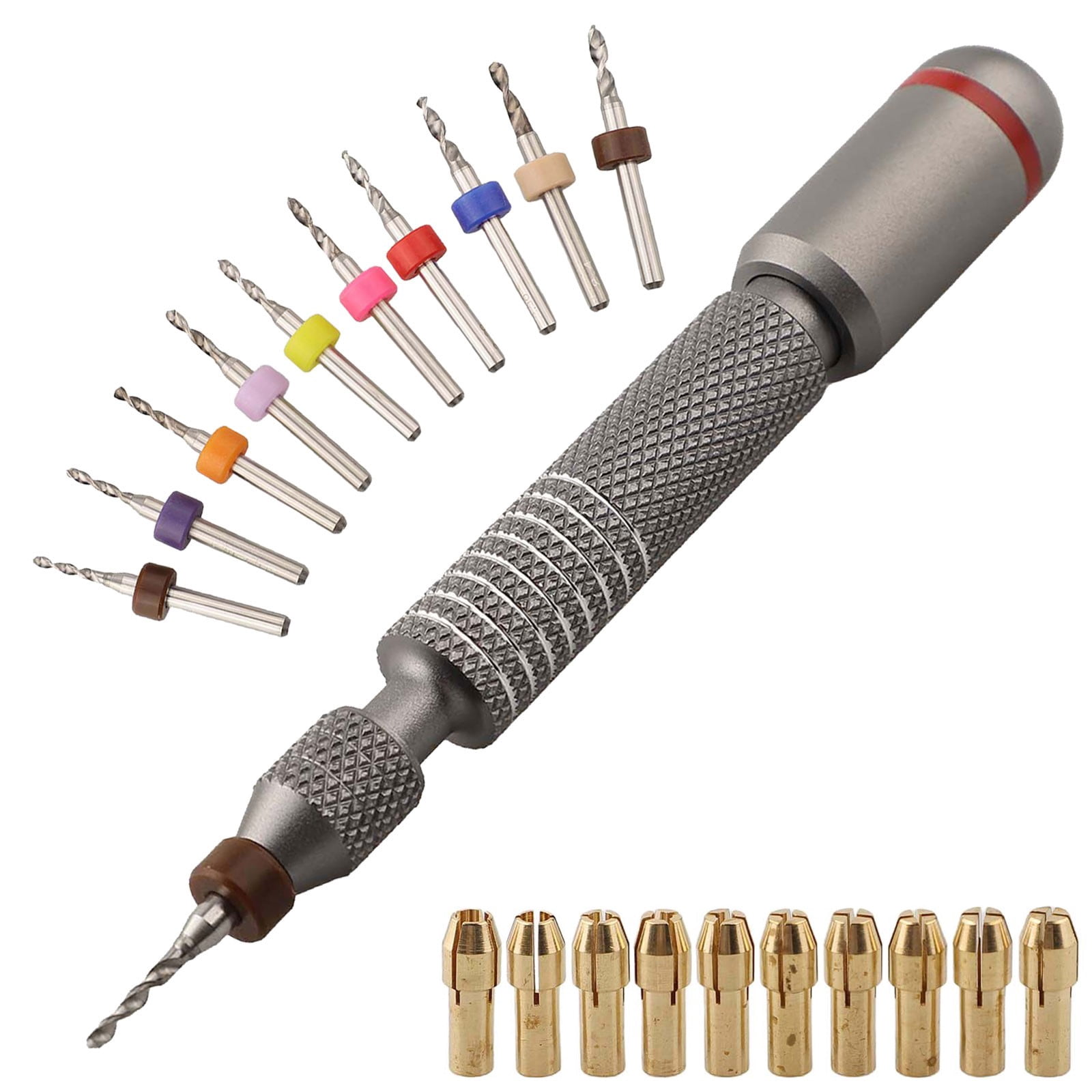 21Pcs/Set Mini Hand Drill Bits Set Manual Pin Vise Woodworking For Model Resin Jewelry Hole Maker Puncher Craft Tools Fangkenuo