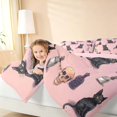 thumbnail image 3 of Homewish Halloween Black Cat Twin Comforter Sets for Girls, Vintage Skull Bedding Set, Pink Black Cream Purple, Pink Reversible, 2 Pieces 1 Comforter and 1 Pillowcase, 3 of 6