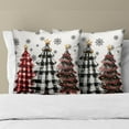 thumbnail image 3 of Christmas Throw Pillow Covers 16x16 Set of 2, Winter Xmas Tree Buffalo Check Plaid Snowflakes Decorative Pillow Cases Cotton Linen Cushion Cover for Sofa Couch Living Room Bedroom Porch Outdoor, 3 of 4