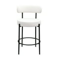 thumbnail image 2 of DeeHome Woker Furniture Modern Counter Height Stools Set of 2, Uphsoltered 26" Seat Height Barstools with Black Metal Legs Round Low Back Kitchen Stools with Footrest for Dining Room, White, 2 of 7