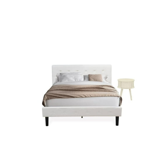 East West Furniture Nolan 2-Piece Wood Queen Bedroom Set in White