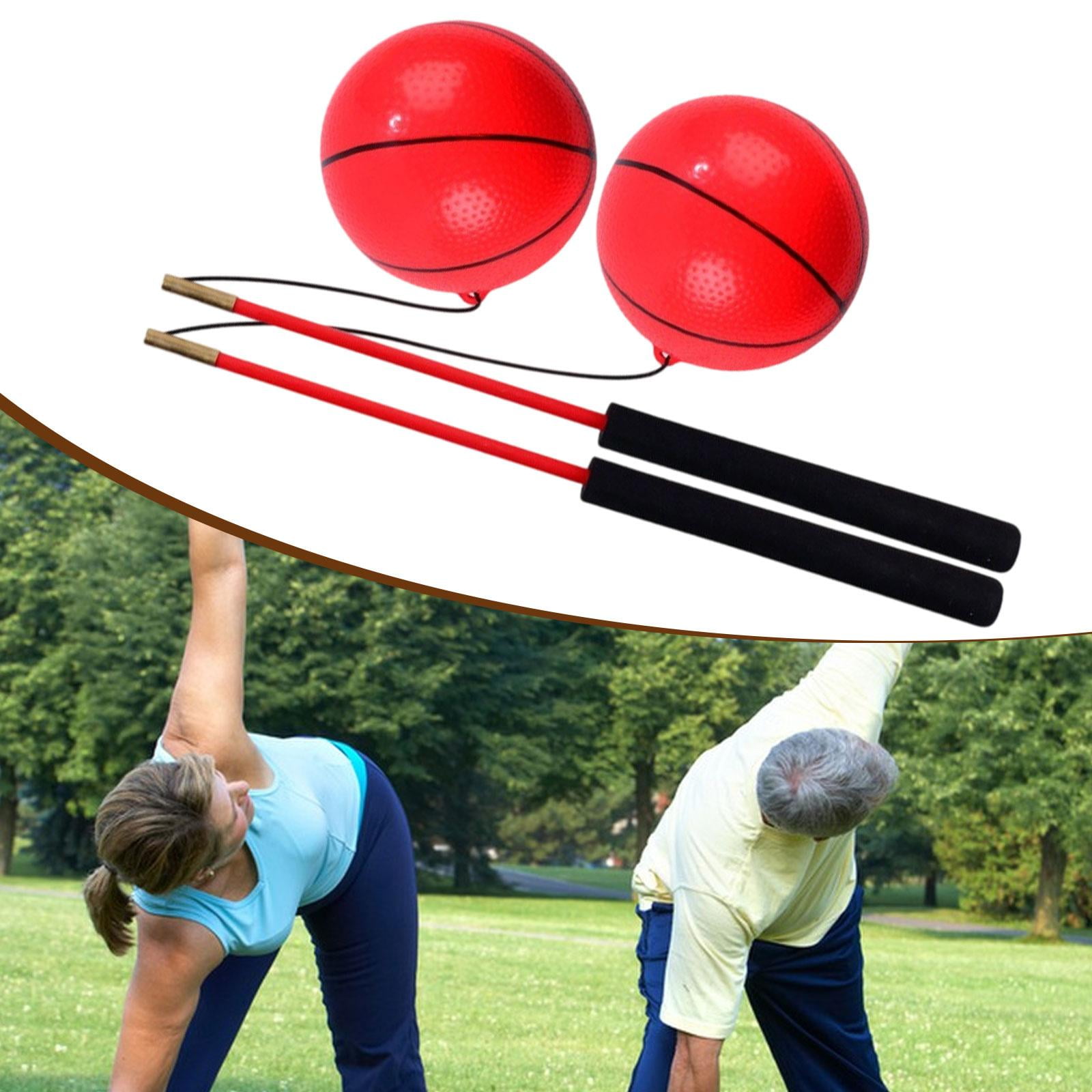 harayaa 2 Pieces Exercise Balls Fitness Balls Wobble Balls with Rod And Foam Handles for Red