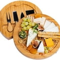 thumbnail image 2 of Bamboo Cheese Board with Knife Set – Round Charcuterie Board, Serving Tray, Platter, Wood Cheese Board Set – for House Warming Gifts New Home, 2 of 7