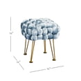 thumbnail image 4 of Home Soft Things Crushed Velvet Pouf Stool Ottoman - Blue Mirage - 16x16x16'', 4 of 12