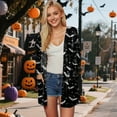 thumbnail image 2 of Kaprioy Cardigan Sweaters for Women Long Sleeve Cardigan Halloween Soft Open Front Fall Fashion V-Neck Outwear Dressy Loose Coat Black, L, 2 of 9