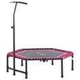 thumbnail image 2 of Soozier 48" Adult Hexagon Rebounder Trampoline Fitness Bungee Jumping Cardio Trainer Outdoor Bouncer Jumper Adjustable Bar Pink, 2 of 9