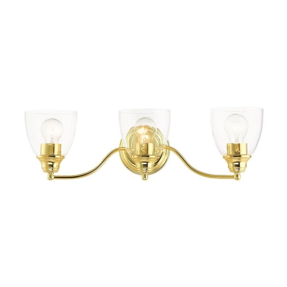 3 Light Bathroom Light in Transitional Style-7 inches Tall and 23 inches Wide-Polished Brass Finish Bailey Street Home 218-Bel-4363216