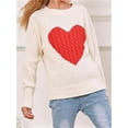 thumbnail image 4 of Kids Heart Print Long Sleeve Knit Sweater Fall Winter Girls Pullover, 4 of 5