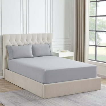 Sweet Home Collection 1500 Supreme Collection Microfiber Flannel Fitted Sheet Silver - Queen