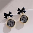 thumbnail image 3 of Black CZ Bow Stud Earrings for Women Gold-Toned Fashon Bowknot Geometric  Dangle Studs Earring Charms Crystal Drop Halloween Holiday Birthday Jewelry for Sister Daughter, 3 of 6