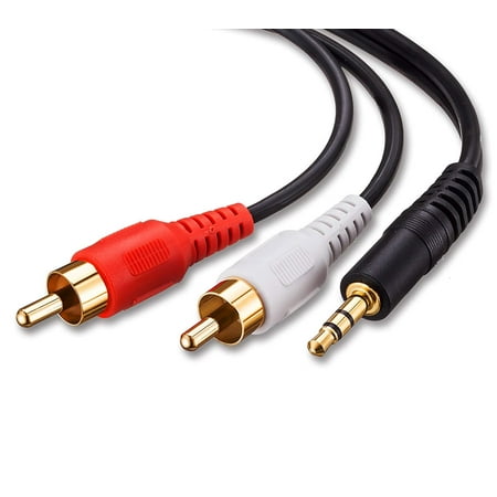 3.5mm AUX to 2RCA Cable, [5ft/1.5M, Dual Shielded Gold-Plated] 3.5mm Male to 2RCA Male Stereo Audio Adapter Cable AUX RCA Y Cord for Smartphones, MP3, Tablets, Speakers, HDTV, Home Theater 5FT by