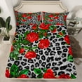 thumbnail image 2 of Homewish Cheetah Print Twin Sheet Sets 3pcs for Female Men Adults,Animal Leopard Print Twin Fitted Sheet Microfiber,Red Floral Rose Breathable Flat Sheet,Lightweight Room Decor, 2 of 7