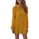 thumbnail image 2 of Vestido De Manga Larga Para Mujer, Vestido Camisero De Un Solo Pecho, Tiro Medio, Cintura Regular, Empalme De Poliéster, Color Puro Para El Trabajo ANGGREK Amarillo S, 2 of 6