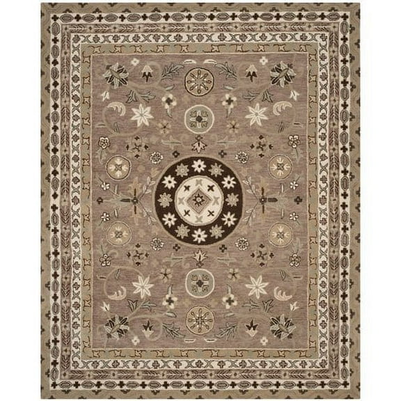 SAFAVIEH Bella Leah Medallion Traditional Wool Area Rug, Taupe/Light Grey, 6' x 9'