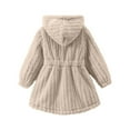 thumbnail image 4 of Atogsazn Kids Girls Fuzzy Knitted Jacket Children Loose Button Down Long Sleeve Hooded Coat Winter Warm Tops Clothes Beige 14-15 Years Fashion, 4 of 6