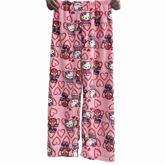 HelloKitty Pajamas Pants Anime Women Cartoon Family Christmas Halloween Pajama Pants Kawaii Flannel Pajama Pants