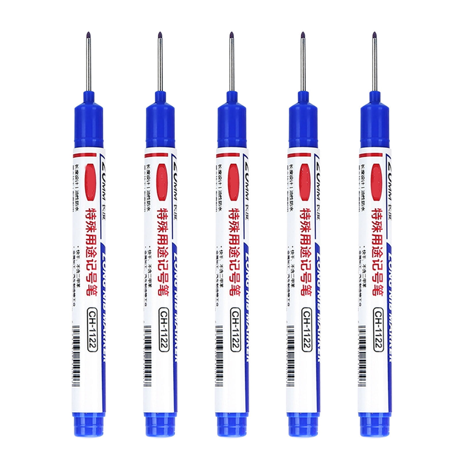 5PCS Long Head Deep Hole Marker Pens 20mm Deep Reach Markers Long Nose Marker Construction Markers Marking Tool Markers Carpenter Ink Marker Pens Metal Marking Pen 8ml