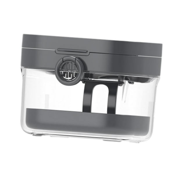 Estuche para dentaduras postizas, estuche portátil para limpieza y almacenamiento de dentaduras postizas en el baño. Gris