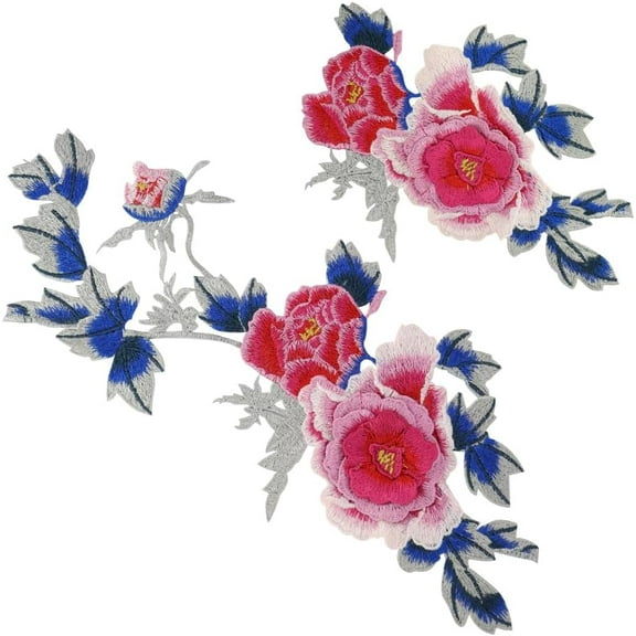 1set 3D Embroidery Flower Applique Peony Artistic Floral Patchwork Sew on Applique for Skirt Quilt