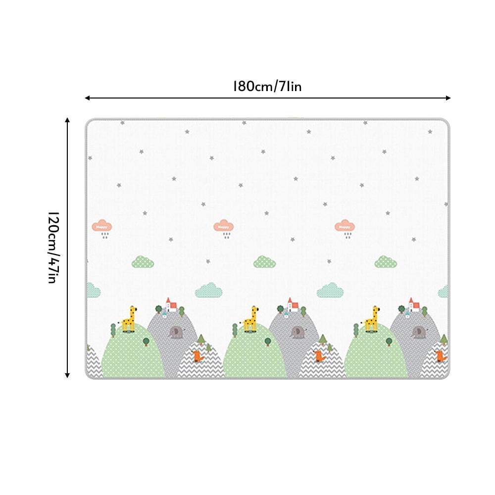 LAZIOEGR Baby Play & Crawl Mat – 71" x 47", Age Group 0-3 Years, Waterproof Foldable Foam, Soft XPE, Reversible, Edge-Stitched, Includes Storage Bag