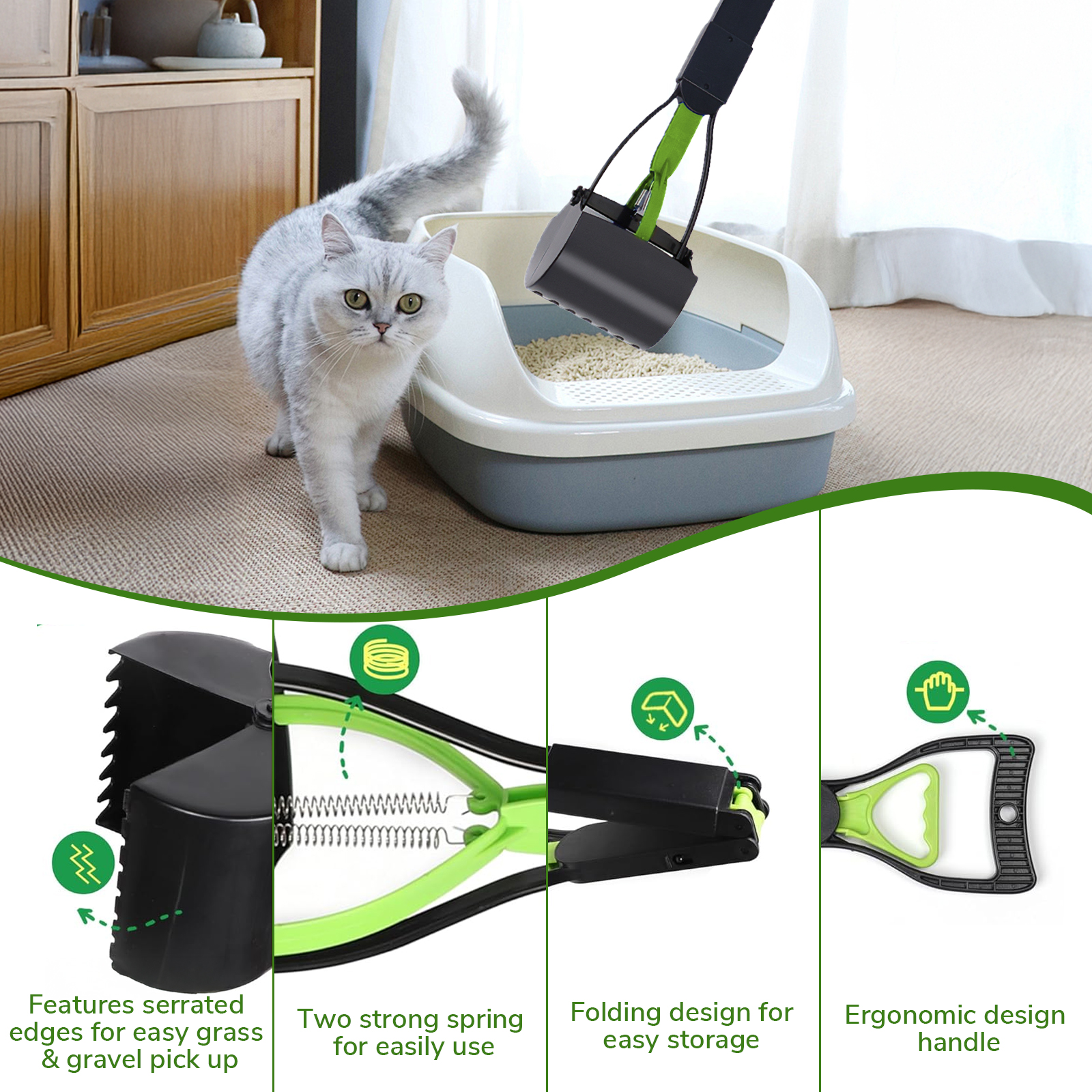 Absoke Folding Pooper Scooper with Long Handle photo 6