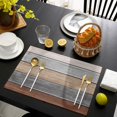 thumbnail image 4 of Placemats Set of 6, Retro Rustic Barn Wood Texture Polyester Stain Resistant Table Mats Washable Placemat Decoration for Kitchen Dining Table Ombre Ground Color Brown Grey, 4 of 6