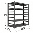 thumbnail image 2 of 87" H x 48"W Metal Garage Shelving Unit, 5-Tier Heavy Duty Garage Storage Shelves with Fences, 3000 lbs Adjustable Industrial Shelving, Standing Shelf for Warehouse, Basement, Double-Layer Columns, 2 of 12