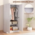 thumbnail image 3 of Armoire Garde-Robe Style Ferme avec Portes de Grange - Armoire Penderie Effet Bois Blanc 32 Pouces pour Rangement et Organisation de Chambre - Tringle Incluse, 3 of 7