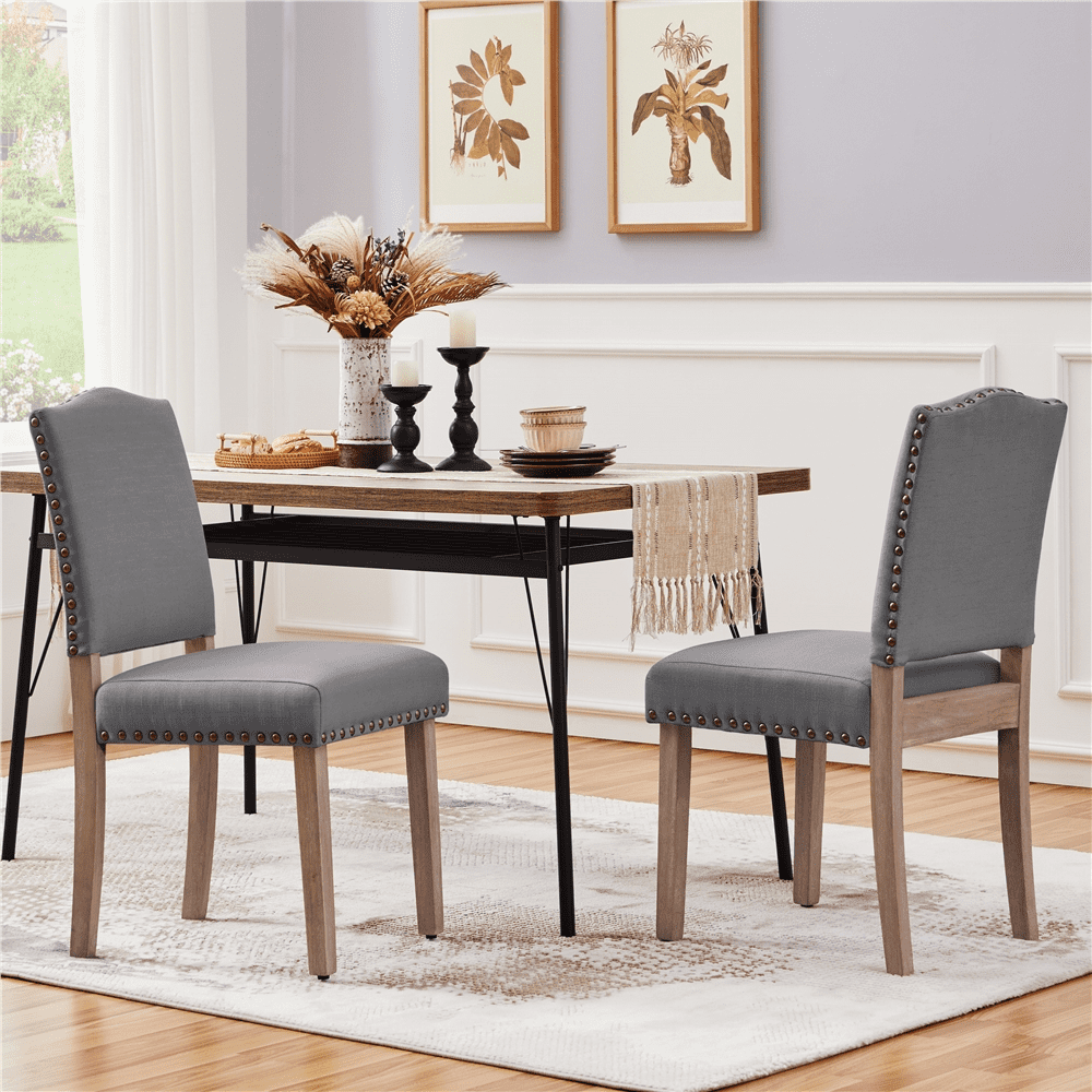 Renwick 2PCS Upholstered Dining Chairs, Dark Gray