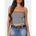 thumbnail image 3 of Komoo Women Striped Tube Tops Strapless Backless Bandeau Crop Tops Slim Fit Summer Going Out Tops, 3 of 7