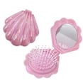 thumbnail image 2 of Foldable Shinning Travel Hair Brushes with Mirror, Shell Shape Pocket Brush Foldable Comb, Portable Folding Pocket Hair Brush Mini Hair Comb, Mini Makeup Mirror Brushes (A), 2 of 6