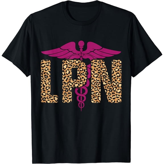 Women LPN Leopard Pattern T-Shirt Black Large