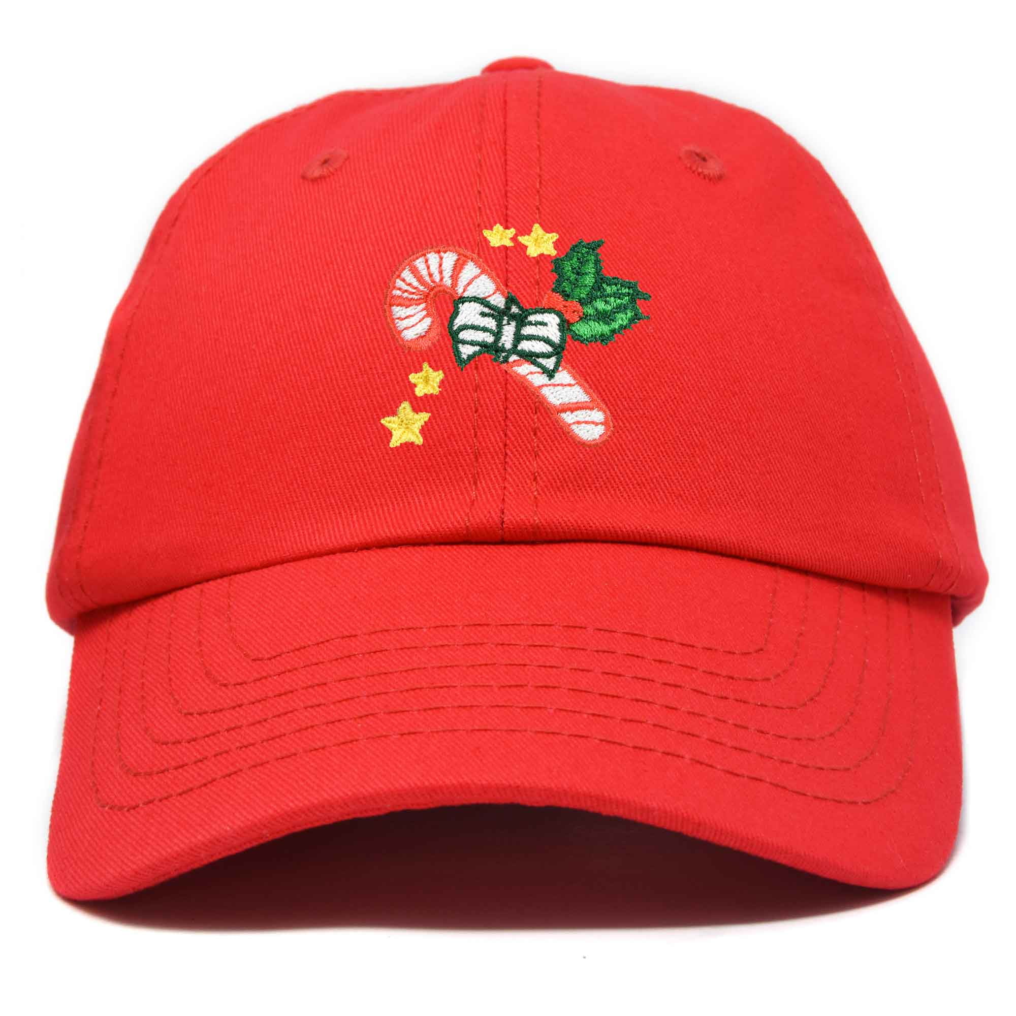 DALIX Christmas Candy Cane Hat Womens Embroidered Baseball Cap in Red