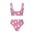 thumbnail image 5 of Daiia Rabbit Holding Flowers Women's Bikini Set Two Piece Swimsuit High Waisted Bikini Adjustable Straps Bikini Perfect for Beach, Pool, and Summer Vacation-, 5 of 9